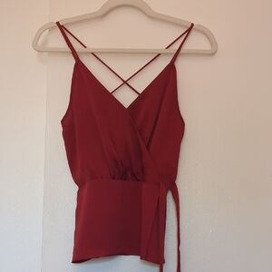Elegant Red Wrap Top